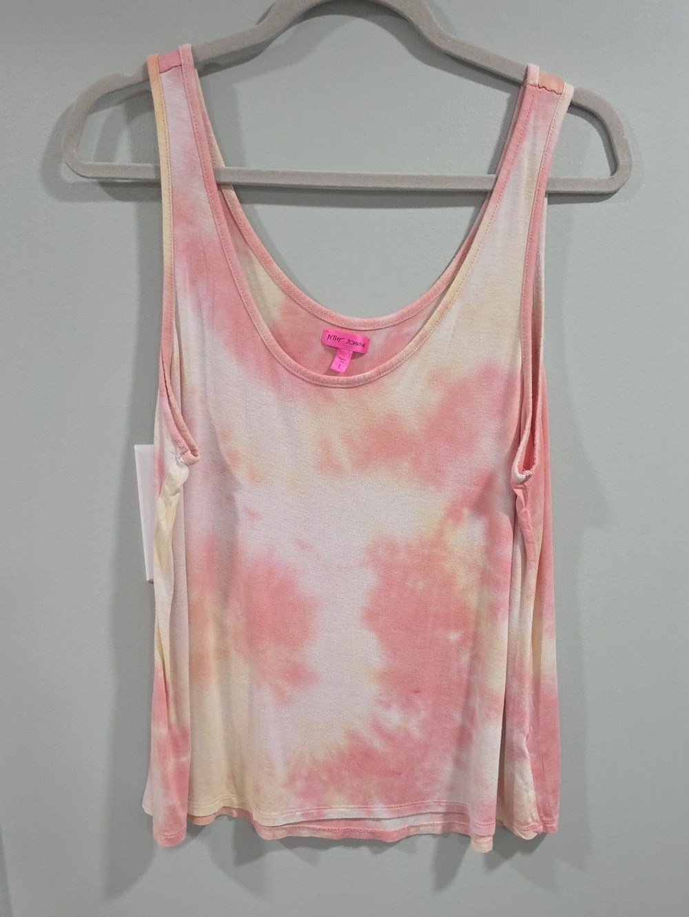 Betsey Johnson Pink and Cream Tie-Dye Scoop Tank